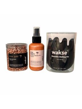 Wakse Rose Gold Illuminating Trio Wax Beads, Melting Pot & Rose Gold Serum